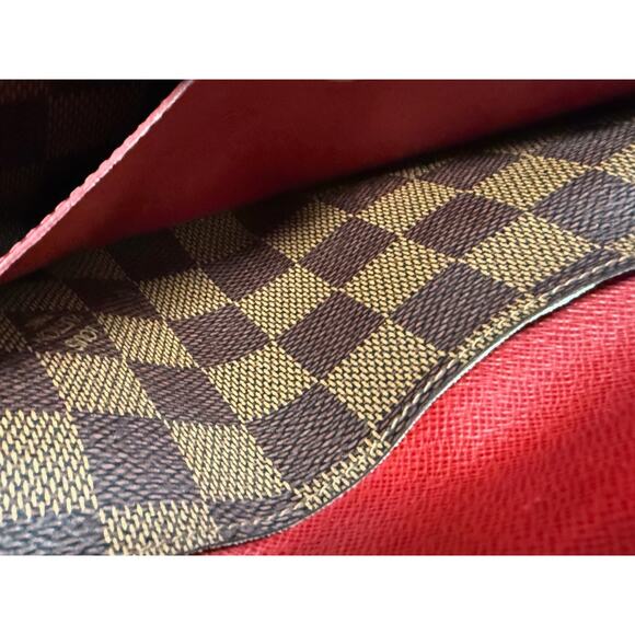 LOUIS VUITTON Damier Ebine Canvas Leather Red Emilie Wallet FAST USA SHIPPING - Picture 8 of 14